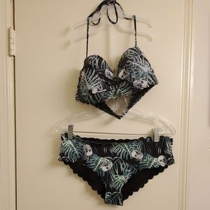 Skull and Palm leaves bikini